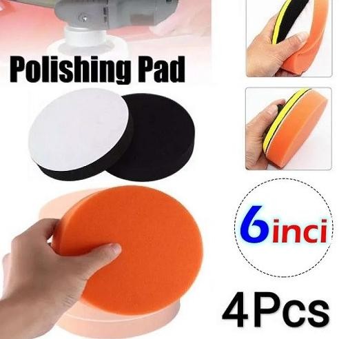 "'''] 4 Pcs Busa Spon Poles Body Motor Mobil 6" 150mm Sponge Waxing Pad Flat Rata 6inch Polishing Fi