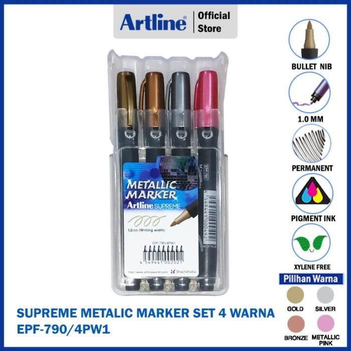 

Spidol Artline Permanent Supreme Metalic Marker Set Epf-790/4Pw1