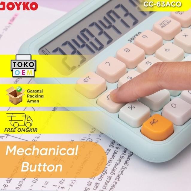 

JOYKO KALKULATOR WARNA PASTEL CC-63ACO CC-63BCO KALKULATOR LUCU 12 DIGITS MECHANICAL BUTTON