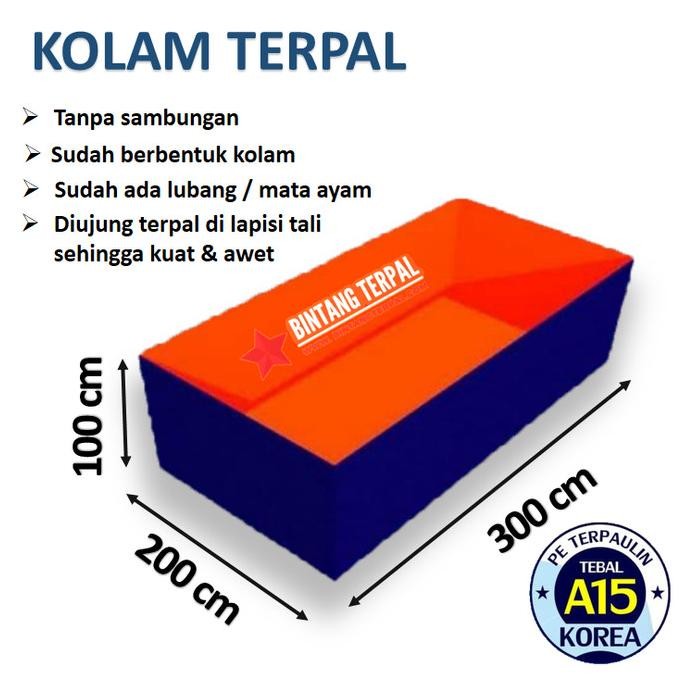 Flase Gratis Terpal Kolam Ikan A15 300X200X100 / 200X300X100 Cm / 3X2X1 / 2X3X1 M. Azq-16