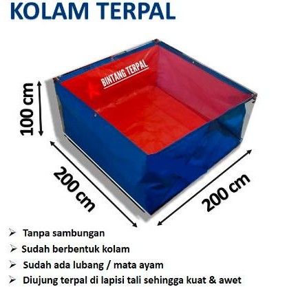 Promo Best Terpal Kolam Ikan Kotak A15 200X200X100 / 2X2X1 Untuk Budidadya Ikan M-4