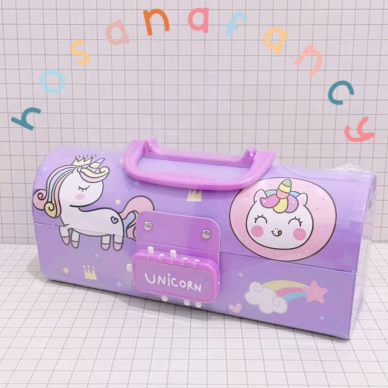 

COD Kotak Pensil Karton Lengkung Pakai Kode Kunci/ Tempat Pensil/ Pencil Case - - AY12 r-77