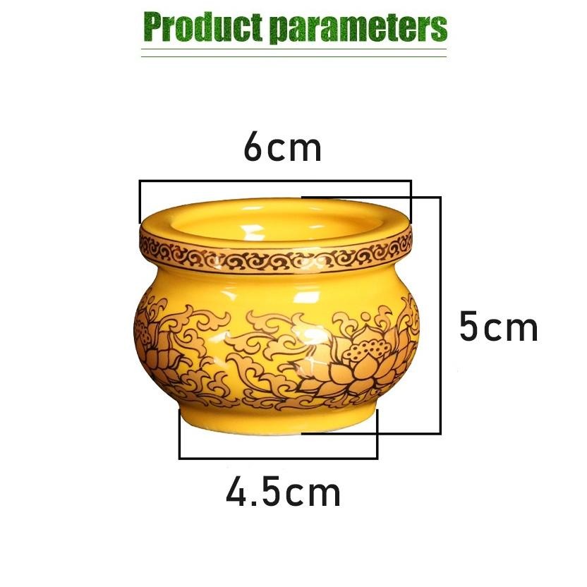 Perlengkapan Keagamaan Tempat Bakar Dupa / Hiolo Keramik Incense Burner / Hiolo Kuning Merah Keramik