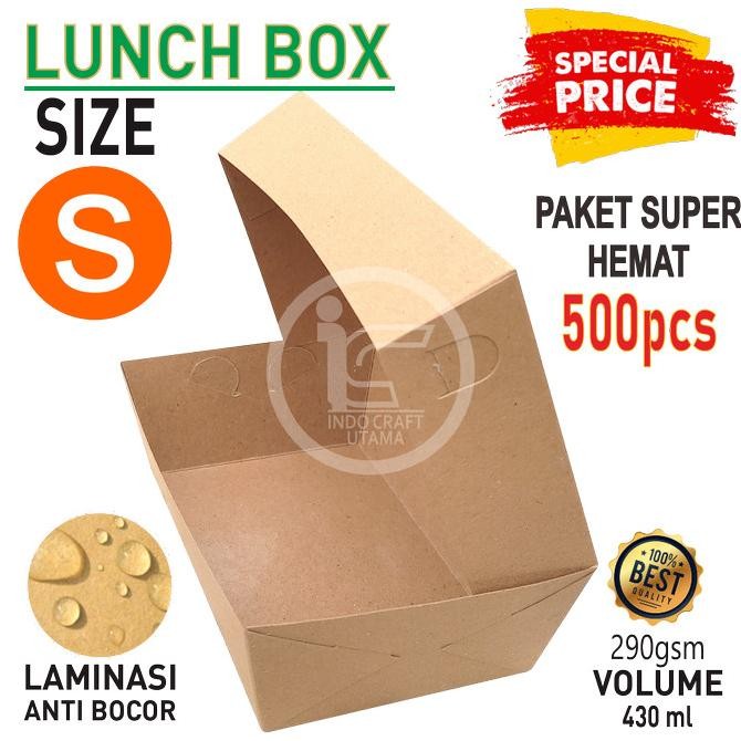 Kotak Makan Kertas Box Kraft Dimsum Takoyaki Grosir Size S 500Pcs