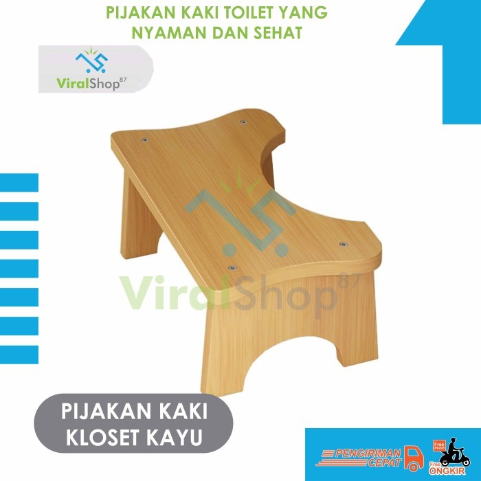Pijakan Kaki Bangku Toilet Duduk Kloset Duduk Foldable Kayu Wc