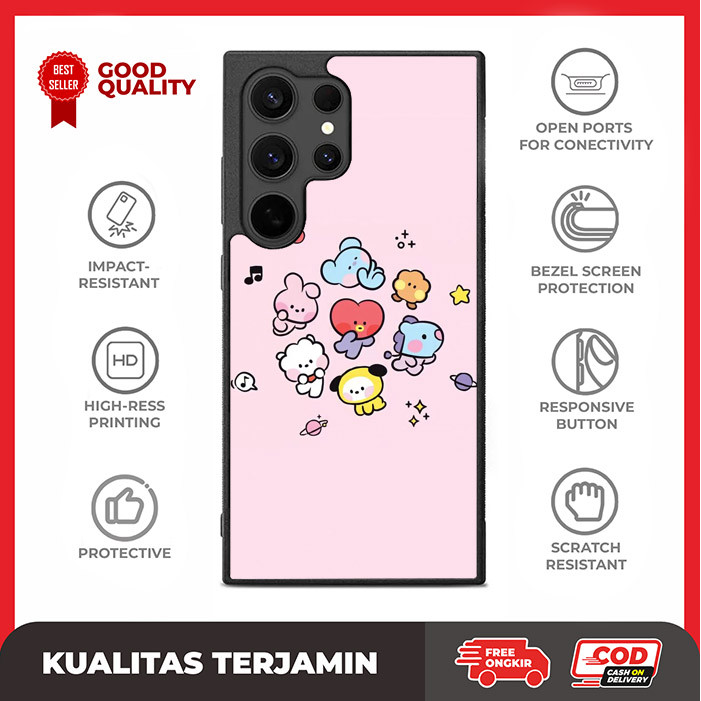 Case Casing Custom Samsung S24 S23 S22 S21 S20 FE Ultra Plus BT21 Cute icon AE3466 Hardcase A16