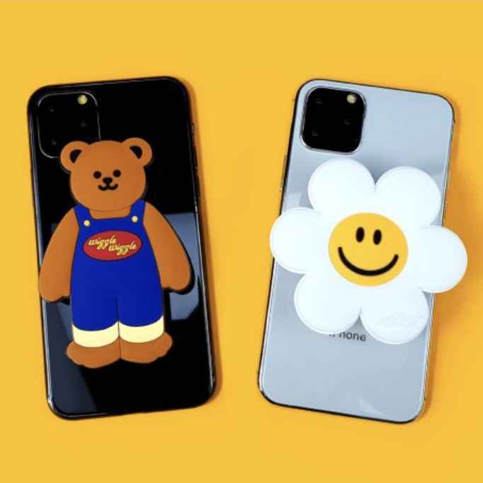 Wiggle Wiggle / Smile Flower Bear Silicone Ukuran Besar Jantung Griptok Hewan Lucu Kucing Dudukan So