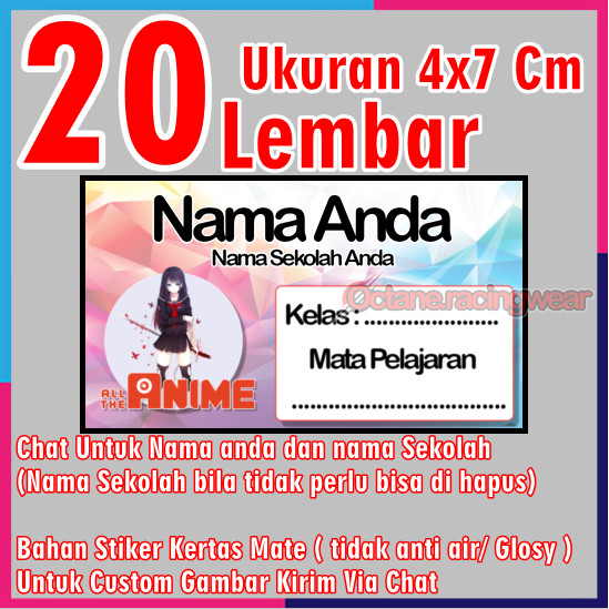 

Stiker Label Buku Mata pelajaran sekolah Sd Nama Sticker 20 Lembar mini banyak Murah Custom anak Sd cewe cowo Karakter Anime Vol 2