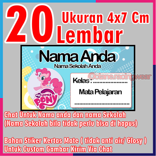 

Stiker Label Buku Mata pelajaran sekolah Sd Nama Sticker 20 Lembar mini banyak Murah Custom anak Sd cewe cowo Karakter Pony Kuda Vol 48