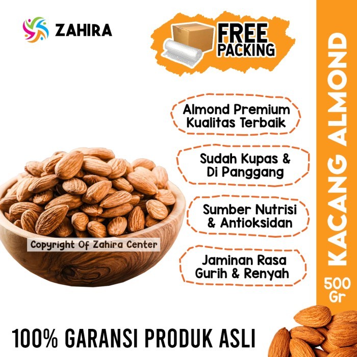 

PROMO SPECIAL KACANG ALMOND Organik Roasted 500Gr Panggang Kupas Matang Siap Makan