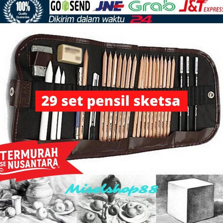 

re-65 set 29 pensil sketsa gambar sketch drawing pencil free pouch exclusive Viral