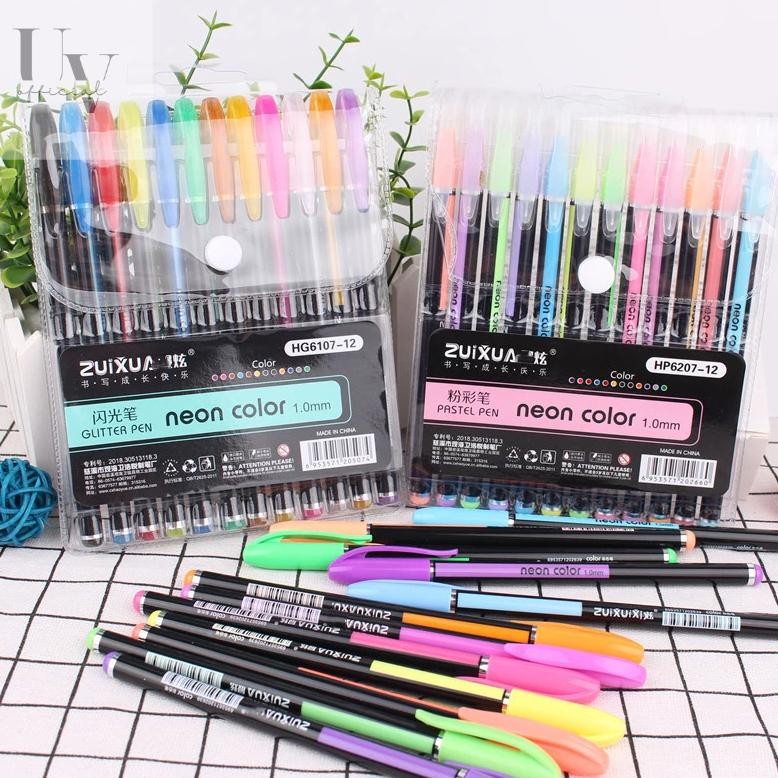 

re-65 18 Pcs Pulpen Warna - Pen Gel warna warni 1mm - Bolpen pastel Pulpen gel neon color Pen Pastel Warna Warni 1 set 18 Warna Glitter Pen Sale
