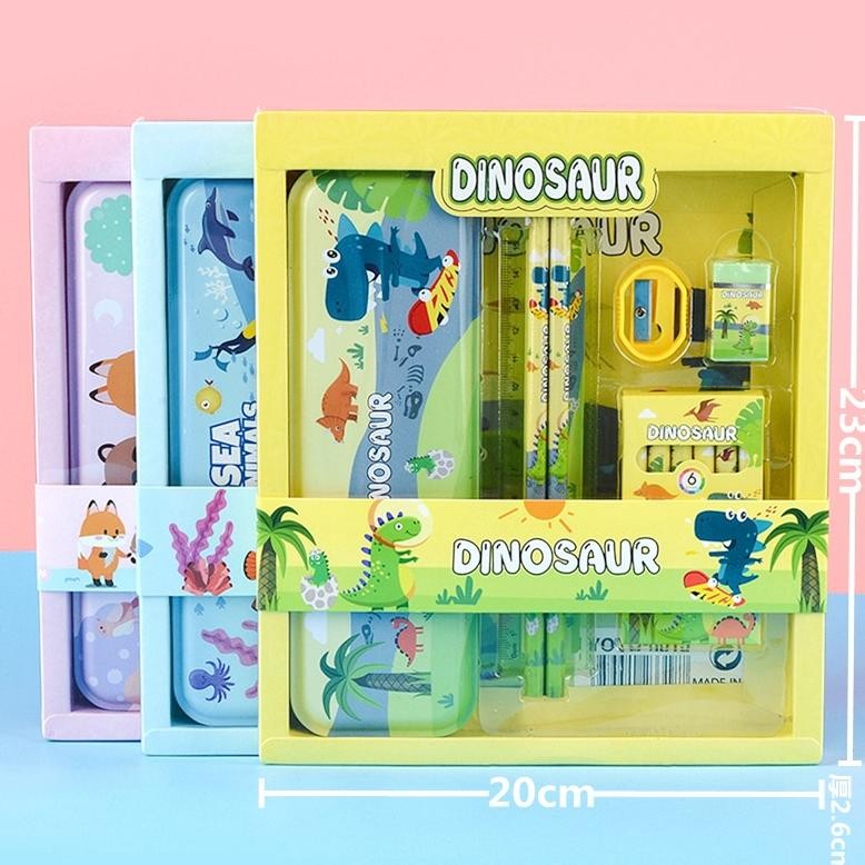 

dg-78 Alat Tulis Set paket Komplit 8 in 1 / Stationery complete lengkap / Kotak Pensil Anak / Souvenir Hadiah kado / Sekolah karakter kartun lucu animal hewan / perlengkapan tulis Premium