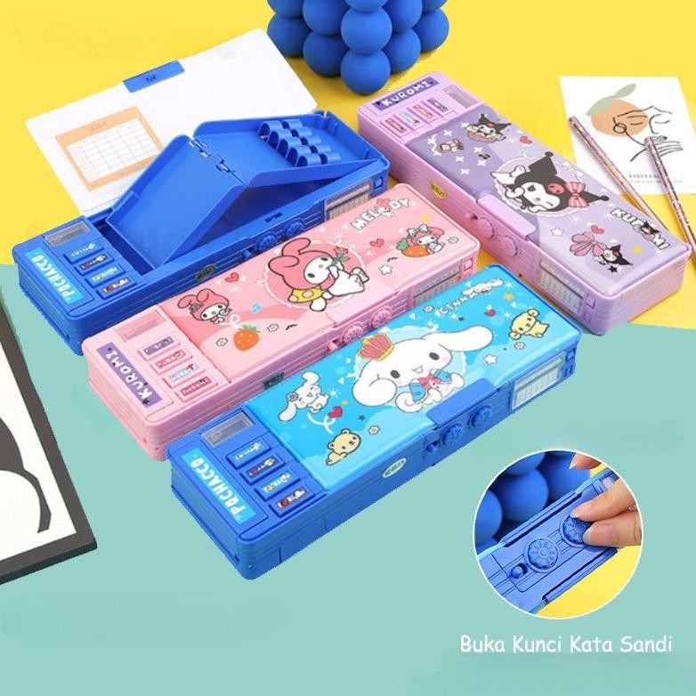 

ad-3 Kotak Pensil Bahan tahan air kuromi Tempat Pensil Password Multifungsi Lapis Ganda Berkapasitas Besar Lucu Termasuk Rautan Pensil kotak alat tulis Hemat