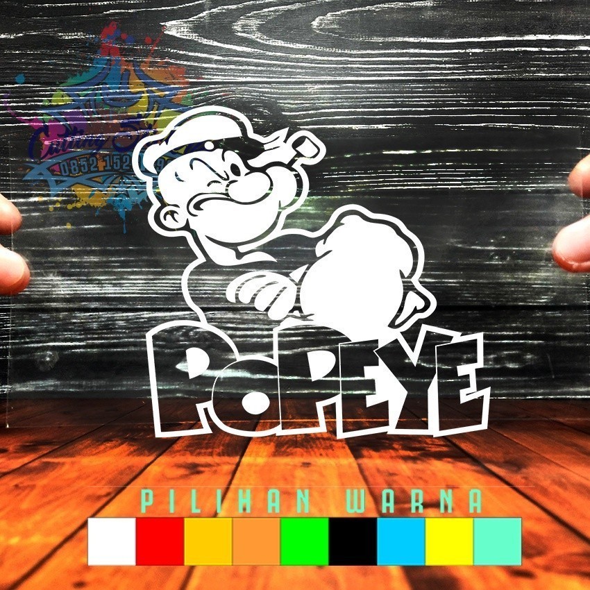 Cutting Stiker Popeye Variasi Motor Mobil Sticker Timbul Keren Nyala Dasbor Spakbor Visor Body Kaca 