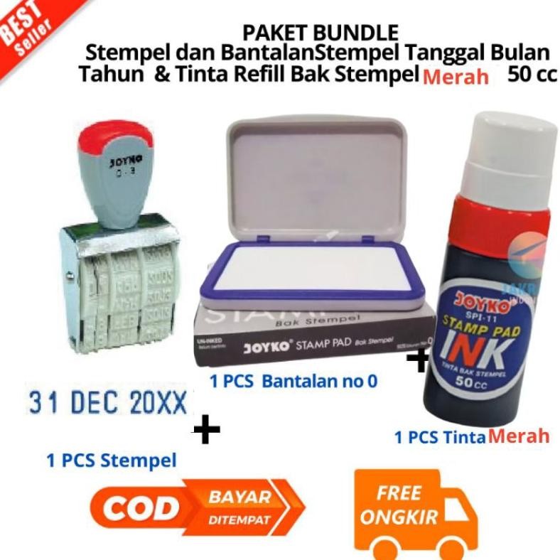 

ORIGINAL [JIB] BAYAR DI TEMPAT PAKET Stempel DAN BANTALAN CETAK Tanggal Bulan Tahun 1 Warna JOYKO Kenko D-3 Dater Stamp - D-3 /PCS & Tinta Refill Bak Stempel (Hitam) 50 cc JOYKO SPI-13 Stamp Pad Ink [PBF] la-92