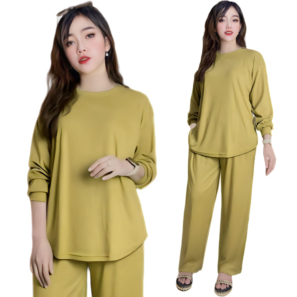 Setelan Wanita Baju Celana Cewek Satu Stel  Wanset Jumbo Yang Lagi Viral Atasan Bawahan Remaja Prmpu