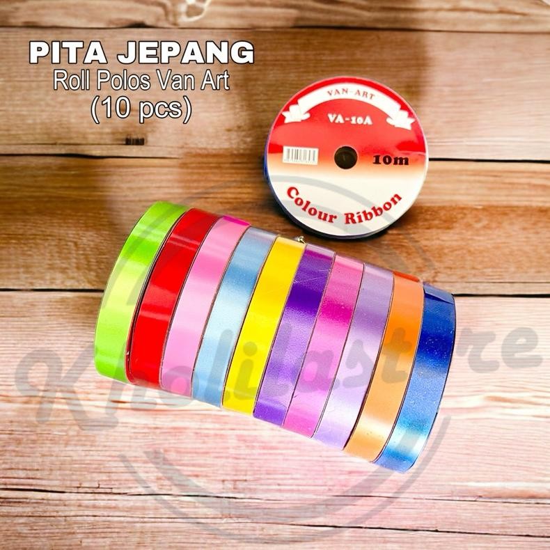 

(10 pcs) Pita Jepang Polos Van art 10m / Pita Kado Roll 3/4 Plastik LARIS