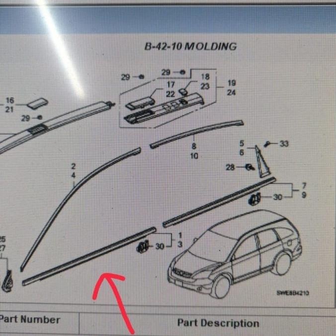 Pelipit / List Kaca Pintu Depan Luar Crv Gen 3 Original