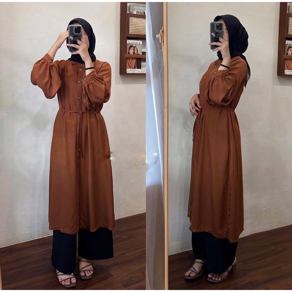 Tunic Bahan Tebal Adem Tunok Waita Baju Atasan Midi Dress Tnik Kerja Casual Bsju Atasan Tonik Fashio