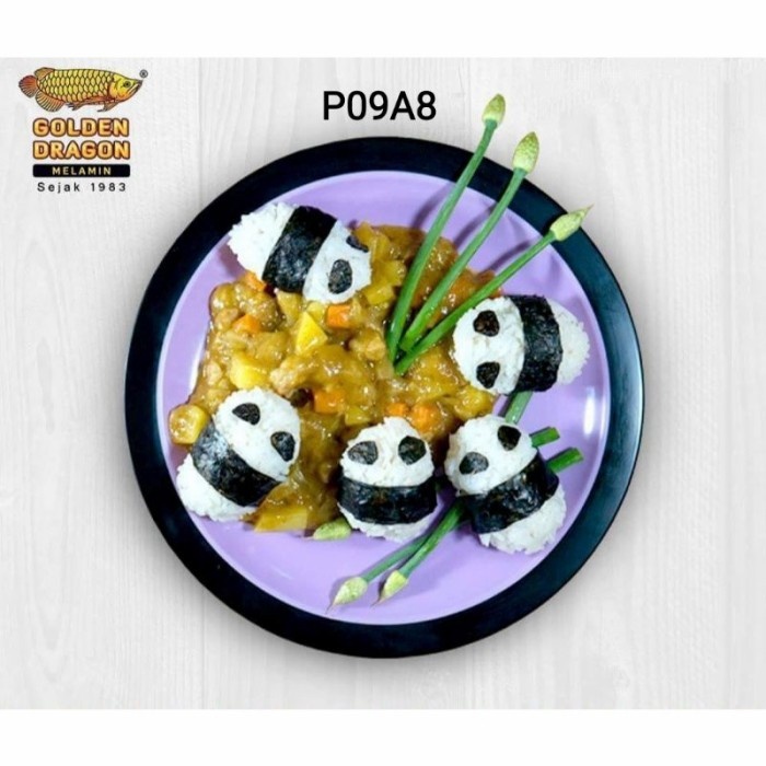 ```````] Piring Bento Melamin Dragon 2 Warna 9" Piring Ungu Merah Jepang P09A8