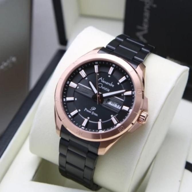 JAM TANGAN PRIA ALEXANDRE CHRISTIE AC6670 AC 6670 BLACK ROSEGOLD