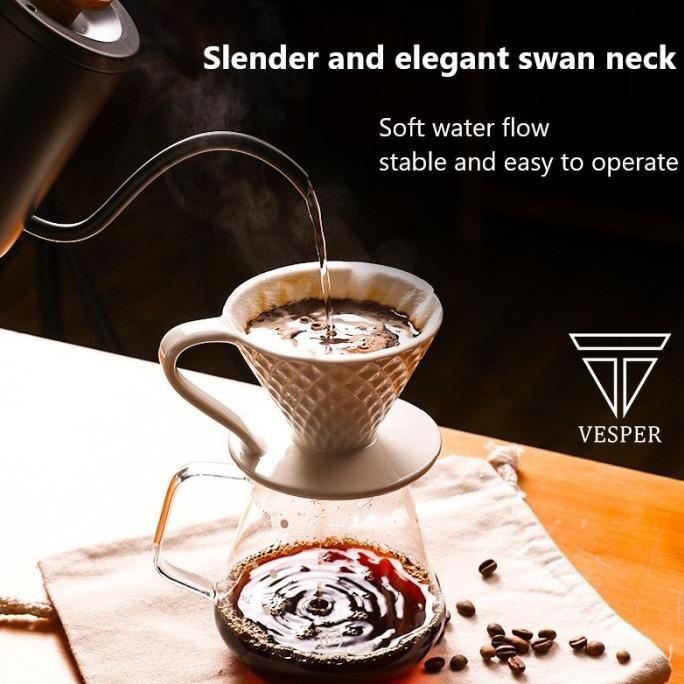 

Terlaris Teko Kopi Gooseneck V60 Gagang Kayu Seri 1401 / Wooden Coffee Kettle Ready Stok