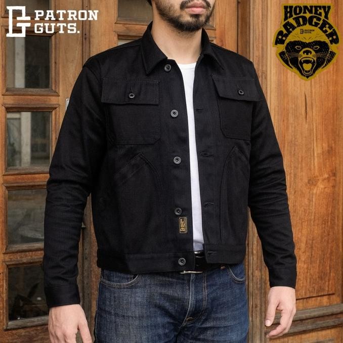 Patron Honey Badger Selvedge Trucker Boxy Jacket Pria Kekinian