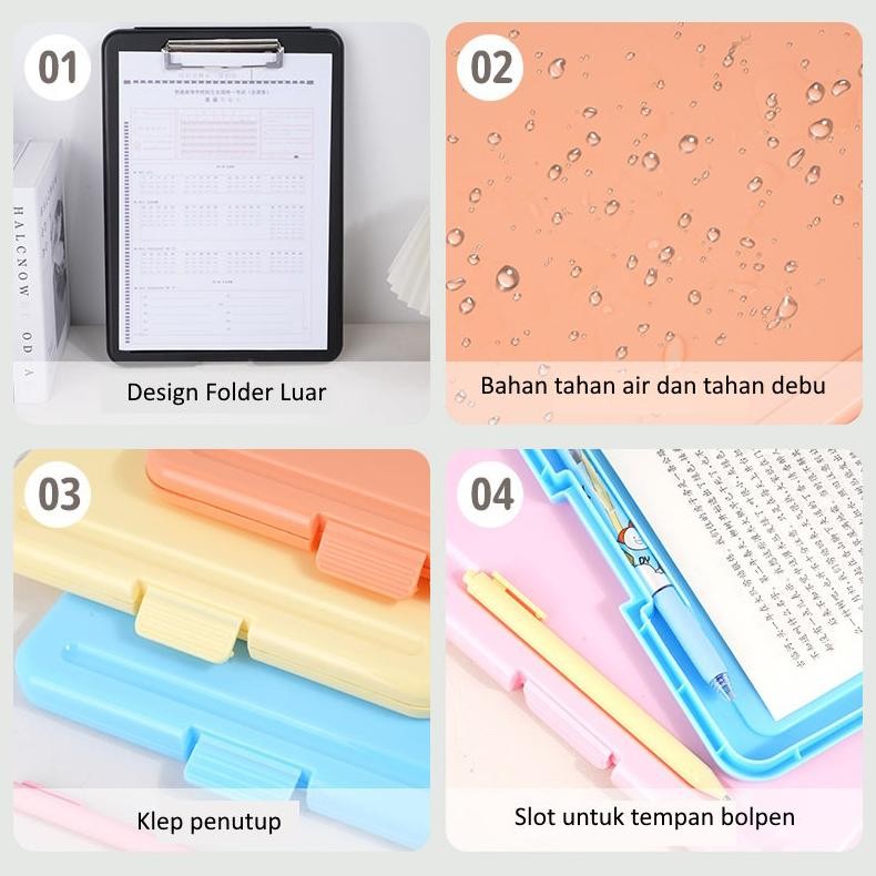 

dfg-88 [LOGU] Papan ujian A4 2 in 1 organizer, Papan jalan klip kertas ujian 2 in 1 Original