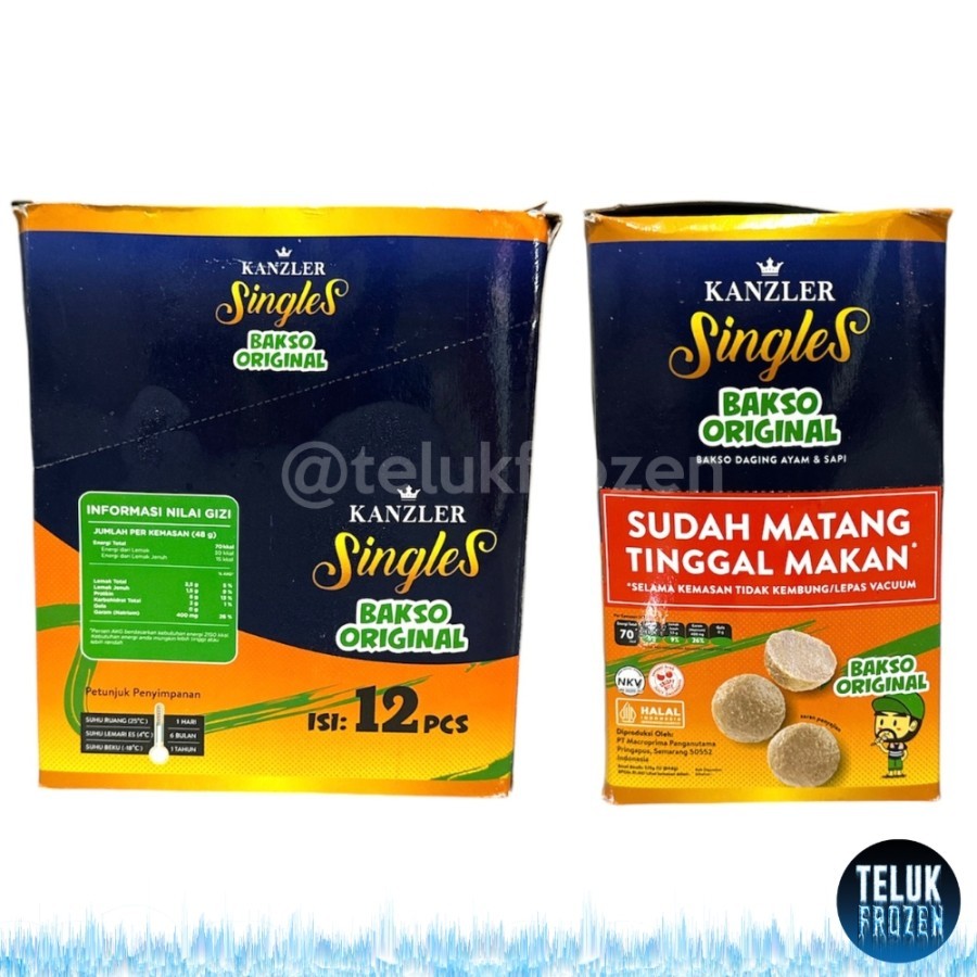 

kanzler singles bakso original isi 4 butir pcs 48gr 48 g gram baso daging ayam sapi beef chicken meatballs enak gurih HALAL meatball single 1 BOX isi 12 PCS