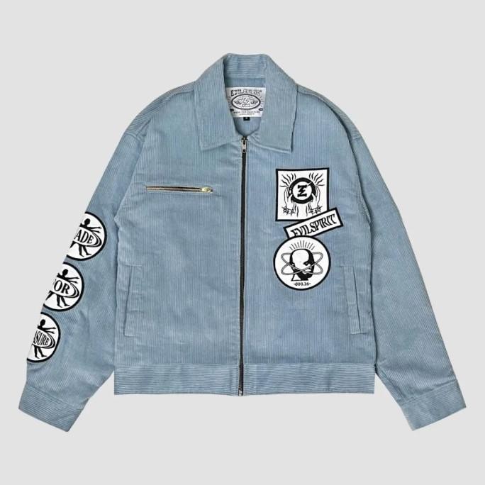 Evilspirit Jacket Corduroy -  Alvina Ice Blue Unisex Kekinian