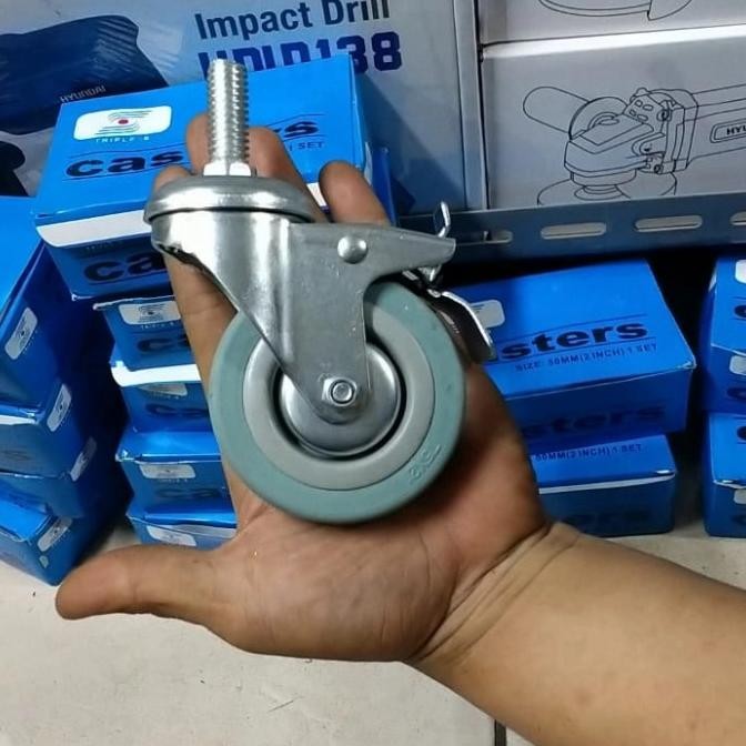 [ Bv ] Roda Srew Abu 3Inch Roda Tusuk Abu 3 Inch Roda Troli Abu Drat M12 Rem