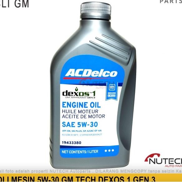 Oli Mesin Bensin 5W 30 5W30 Full Sintetis Gm Tech Dexos 1 Gen 2