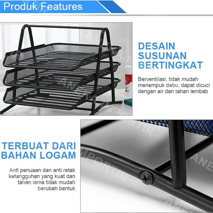 

VIRAL Rak Kertas Dokumen Surat 3 Susun - Paper Document Letter Tray 3 Tier gd-12