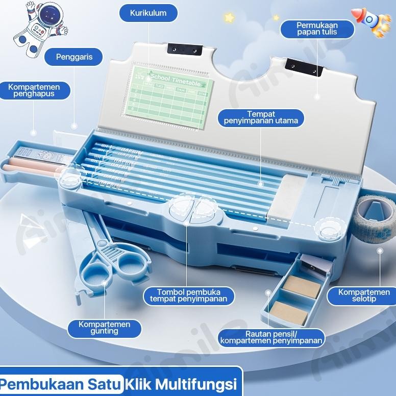 

bas-12 [READY] Aimilo Tempat Pensil Multifungsi Kotak Pensil Anak Lengkap Peruncing Gunting Isolasi Penghapus Penggaris Alat Tulis Sekolah Sale