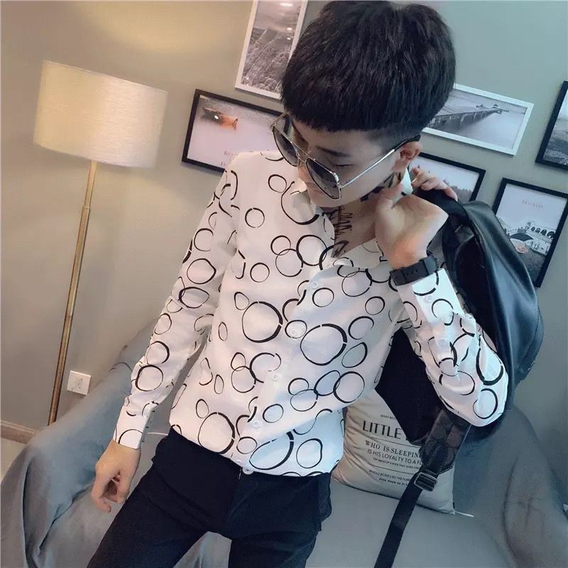 Kemeja Lengan Panjang Pria, Kemeja Korea Slim Fit Warna-warni