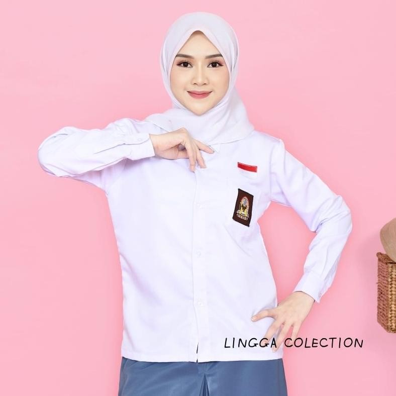 ORIGINAL Seragam Sekolah wanita SMA Kemeja Putih Lengan Panjang a-81