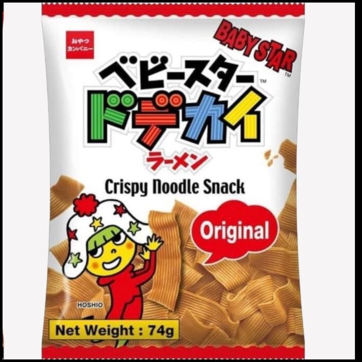 

Oyatsu Baby Star Crispy Wide Noodles 74 Gram | Original | Hot Spicy