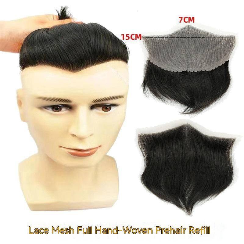Renda Depan Pria Rambut Palsu Dahi Garis Rambut Frontal Palsu untuk Pria 100% Garis Rambut Manusia W