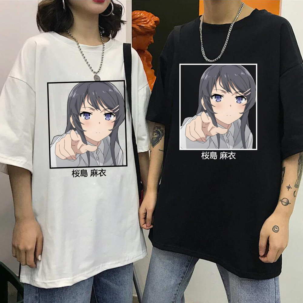 Harajuku Jepang Anime Sakurajima Mai T Pria Manga Streetwear Kaos Tshirt