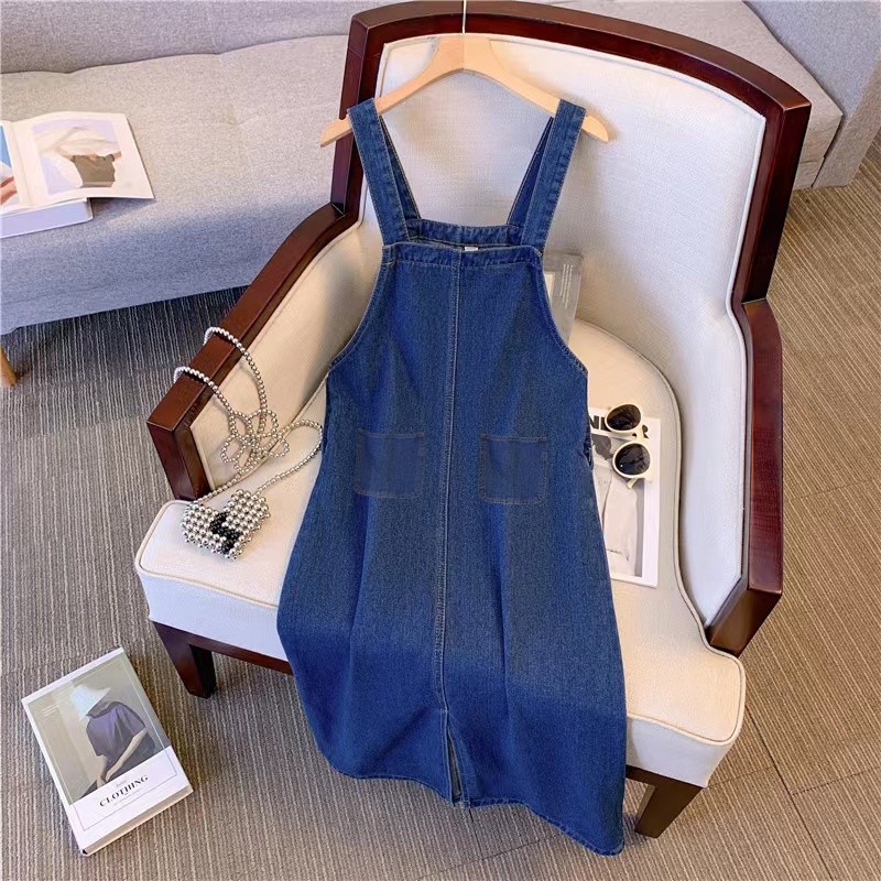 Jumpsuit Wanita Jeans Korean Style 1Set Jmsuit Outfit Cewe 1Setel Overal Celana Terusan 2In1 Jumper 