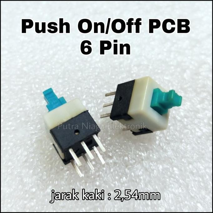 Terbaru Push On/Off PCB 6 pin / Tombol Push Button On-Off 6pin Lock putr4n