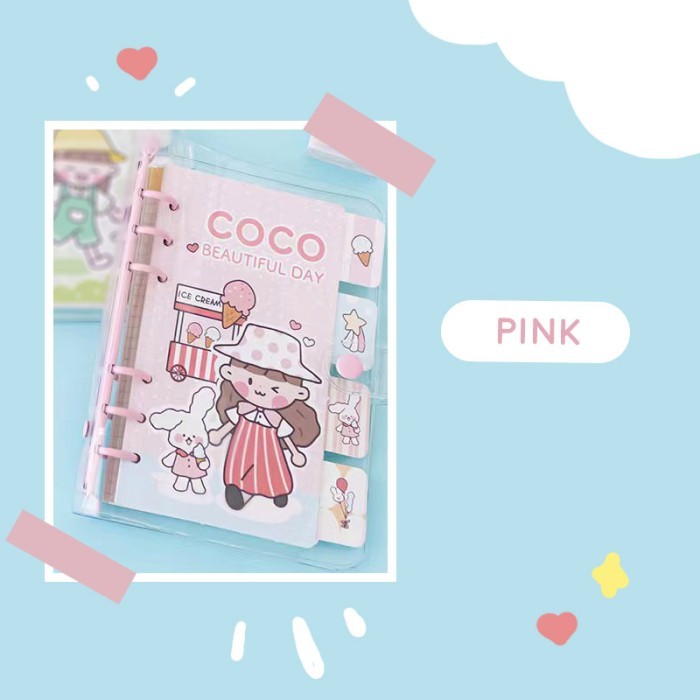 

Amberela Coco Beautiful Day 6 Ring Binder A6 / Soft Binder Set Aesthetic A6 - Pink