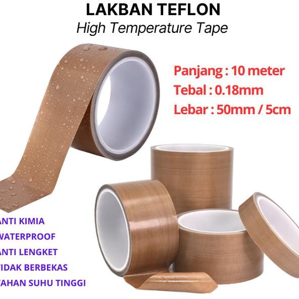 

Lakban Teflon Tape Ptfe 50Mm Tahan Panas 300C Setara Nitto 2" Inch