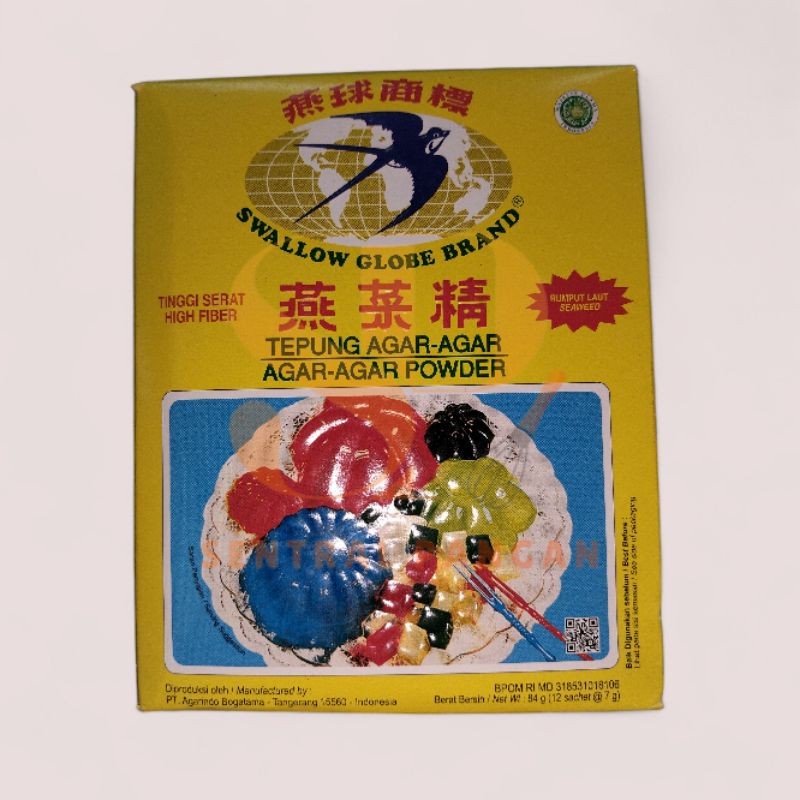 

ARGAPURA TEPUNG AGAR AGAR 84gr (7grx12 sachet) DAN 12 BUNGKUS SWALLOW GLOBE AGAR AGAR POWDER 7gr