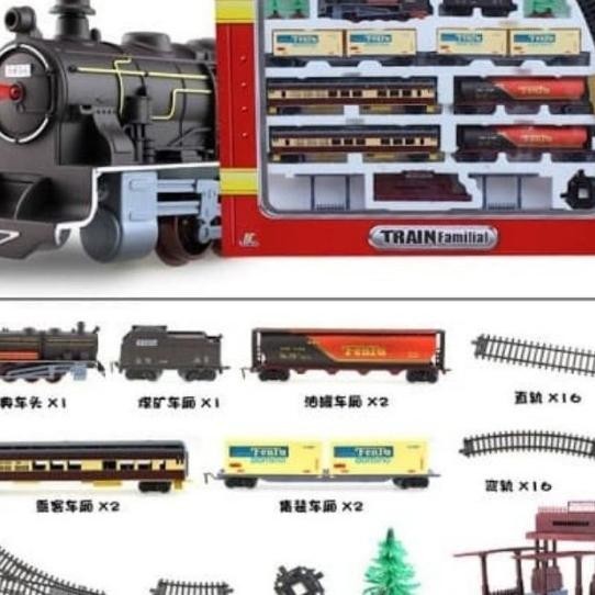 Jumbo Kereta Mainan Lokomotif Fenfa Railking Gerbong Rel Train Railcar Railway Station Angkutan Muat