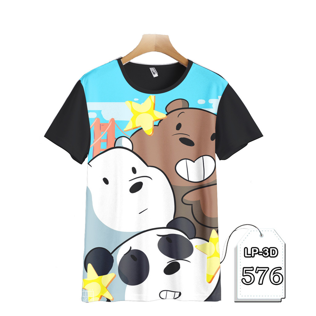 Baju We Bare Bears Baju Anak dan Dewasa Serial Kartun TV Animasi LP3D-576 Kaos Keren