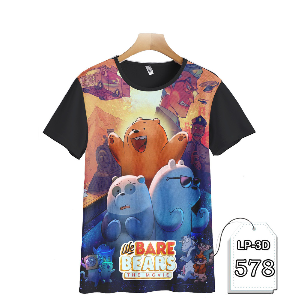 Baju We Bare Bears Baju Anak dan Dewasa Serial Kartun TV Animasi LP3D-578 Kaos Keren