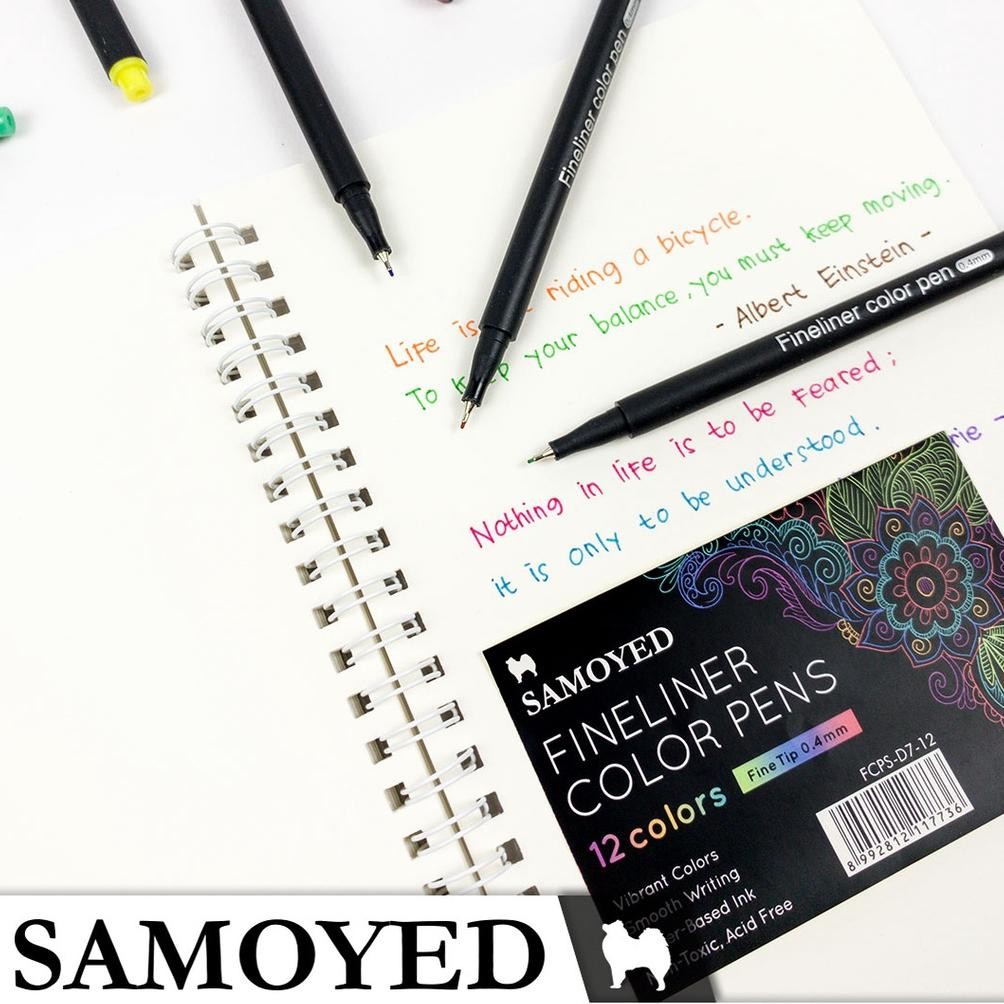 

we-53 Pulpen / Pena / Spidol Gambar Warna / Drawing / Fineliner Color Pen Set 12 Warna / Colors Samoyed FCPS-D7-12 Viral
