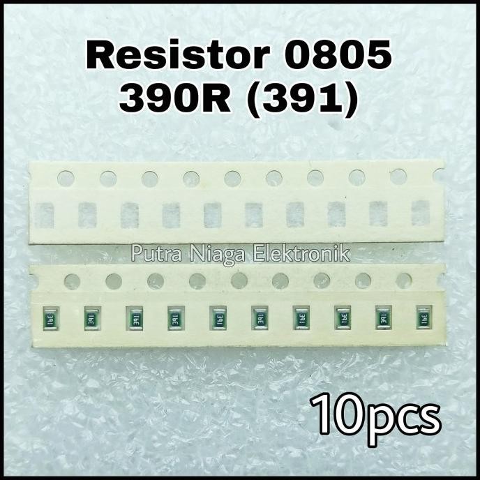 (20pcs) Resistor SMD 0805 390R Tahanan 390ohm 390 ohm Marking: 391 putr4n Murah